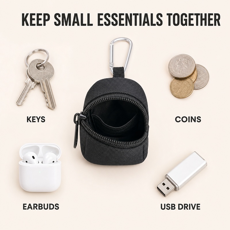 Mini sleutel- en muntentas met - Edc Carry Coins recensie en prijs